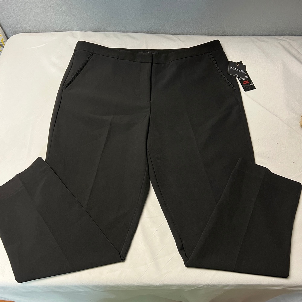 NWT‎ Zac & Rachel Black Dress Pants Slim Ankle Wrinkle Resistant Capsule Size 14